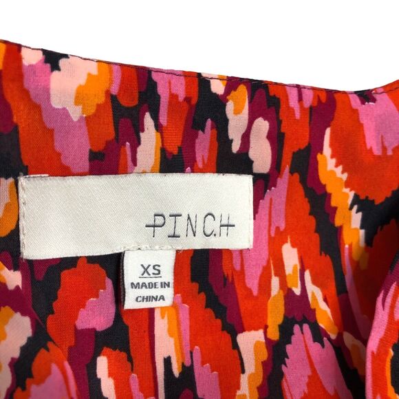 Pinch Dress Womens Extra Small Colorful Abstract Wrap Midi Long Tiered Sleeve - Picture 4 of 16